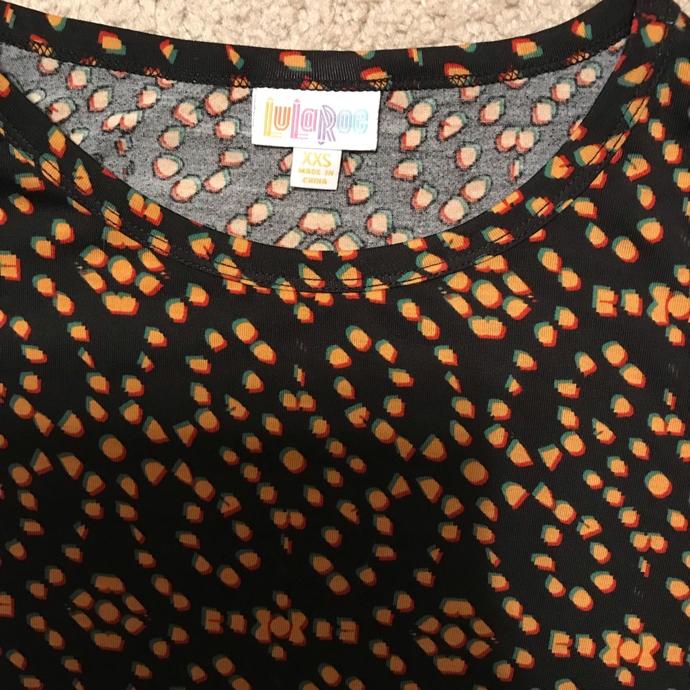 LuLaRoe Julia Dress Woman’s Size XXS Black Orange - Picture 4 of 7